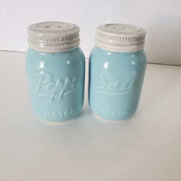 Maso Other - Vintage MASON JAR Salt & Pepper Shakers Baby Robin's Egg Blue Spring‎ Pastel